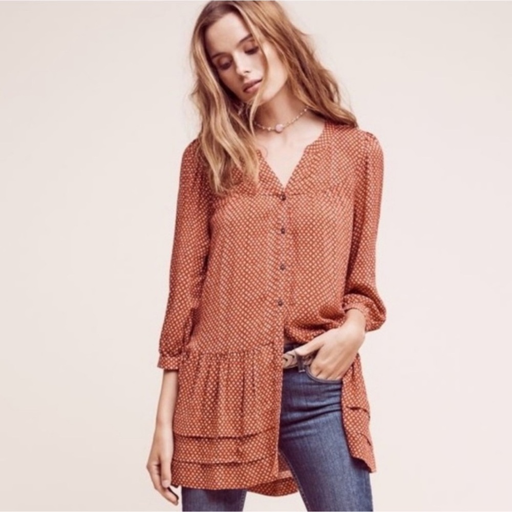 Anthropologie Holding Horses Pavin Printed Tiered Tunic Blouse